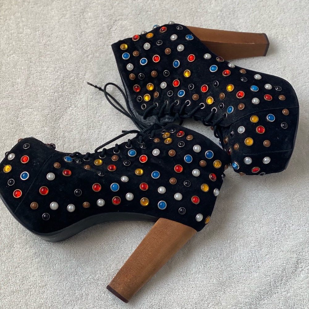 SOLDJeffrey Campbell Rhinestone Colorful Booties Boots - Picture 4 of 8